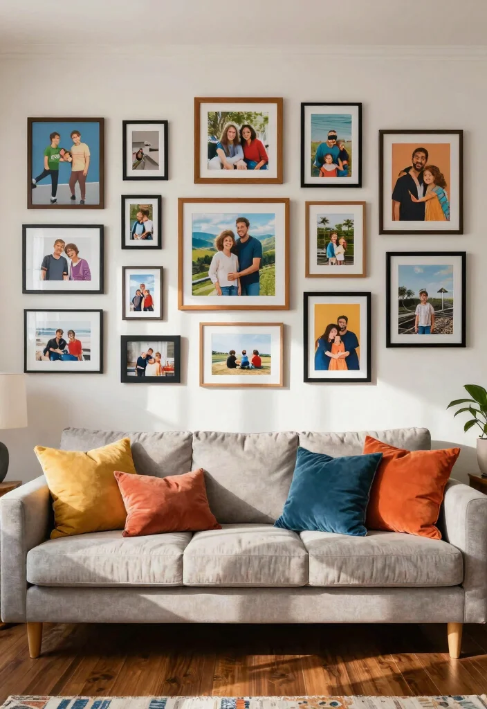 30 Dark Wood Floors Living Room Decor Ideas for a Warm Stylish Home - 18. Personalized Artwork 1