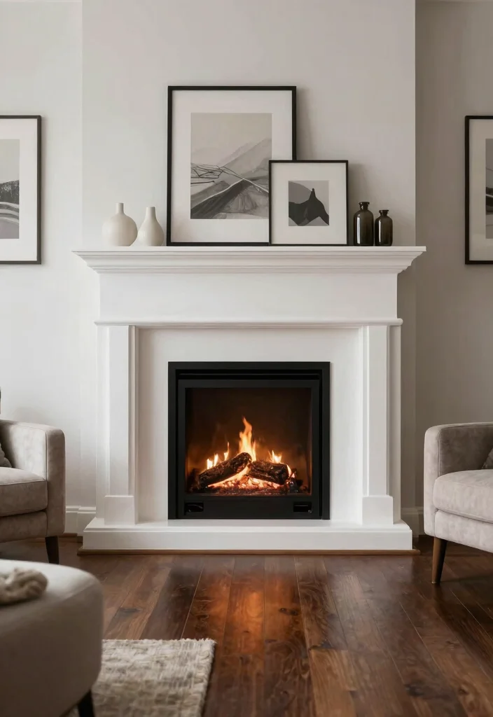 30 Dark Wood Floors Living Room Decor Ideas for a Warm Stylish Home - 20. Modern Fireplaces 1