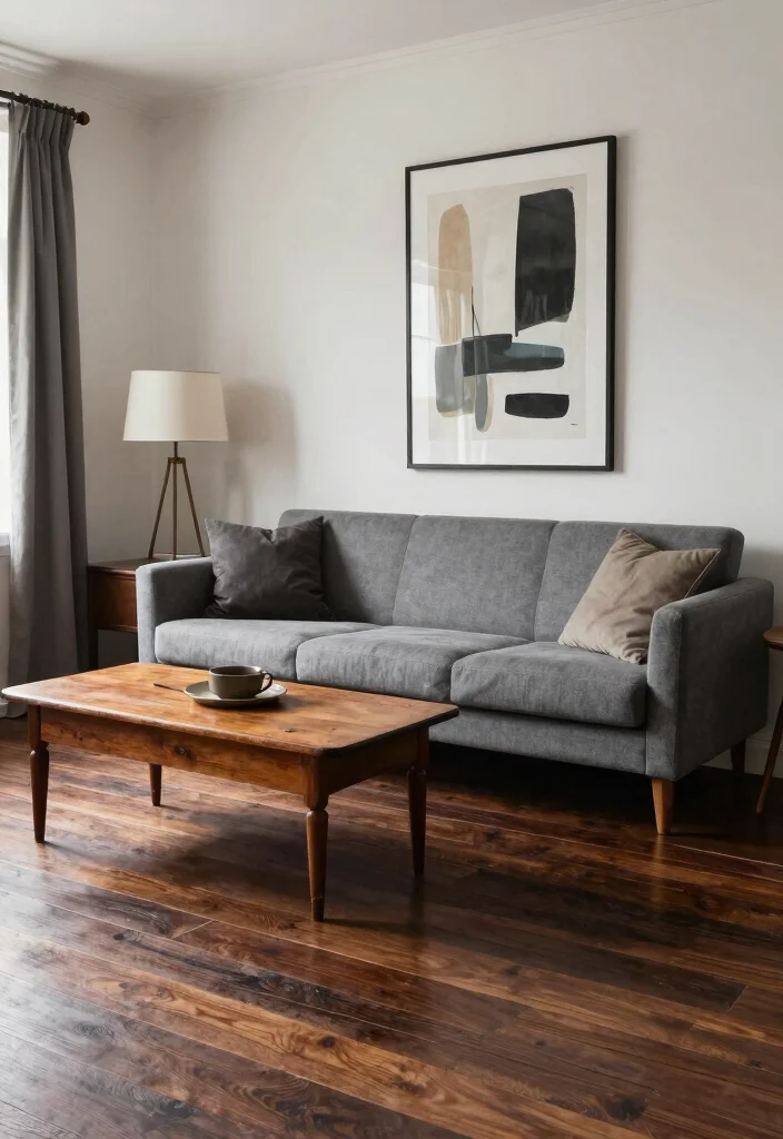 30 Dark Wood Floors Living Room Decor Ideas for a Warm Stylish Home - 25. Mixing Old and New 1