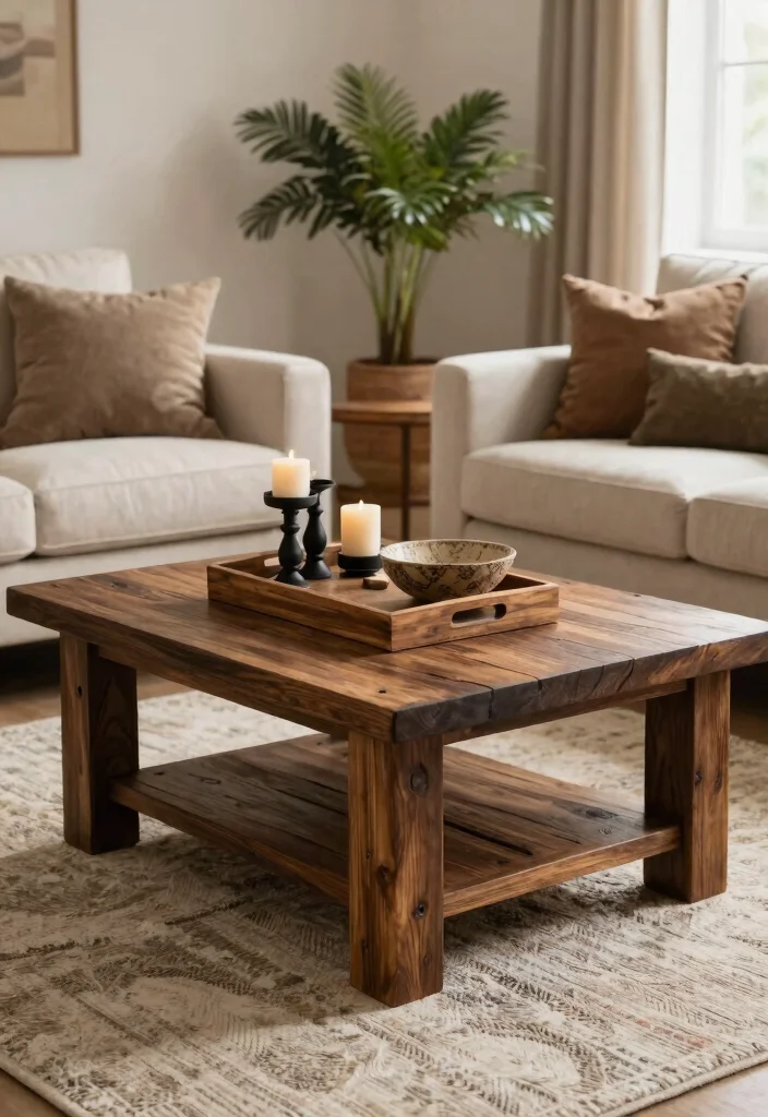 30 Dark Wood Living Room Decor Ideas for a Warm Elegant Home - 12. Rustic Dark Wood Decor Accents 1