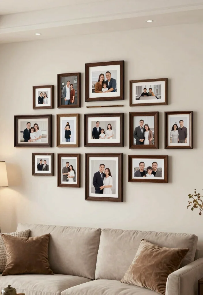 30 Dark Wood Living Room Decor Ideas for a Warm Elegant Home - 25. Dark Wood Picture Frames 1