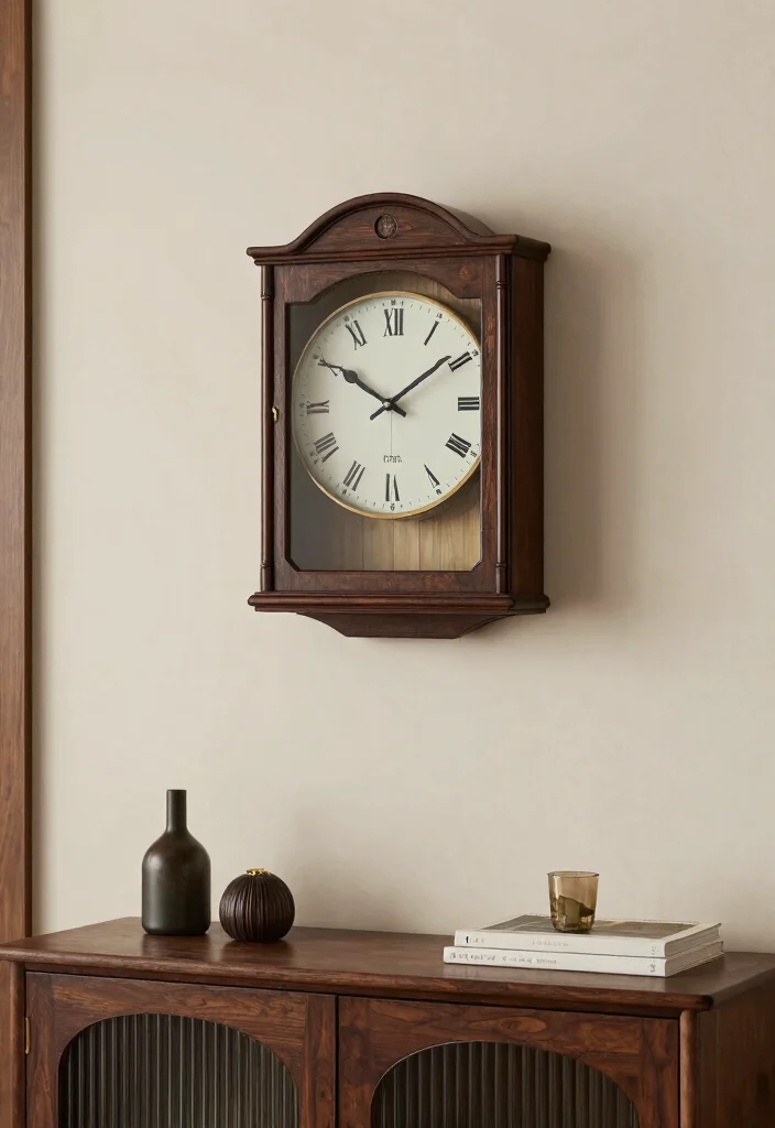 30 Dark Wood Living Room Decor Ideas for a Warm Elegant Home - 30. Dark Wood Wall Clocks 1