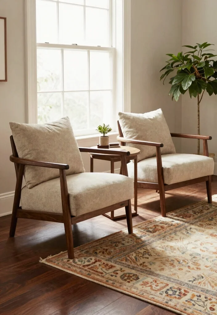 30 Dark Wood Living Room Decor Ideas for a Warm Elegant Home - 4. Dark Wood Armchairs 1