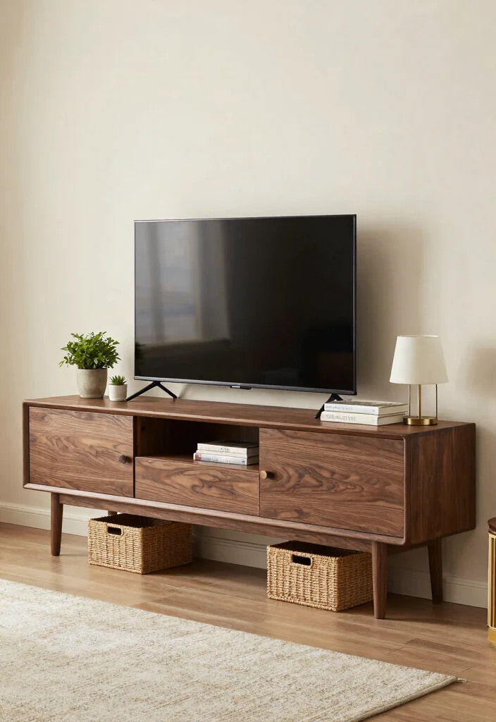 30 Dark Wood Living Room Decor Ideas for a Warm Elegant Home - 5. Dark Wood Media Consoles 1