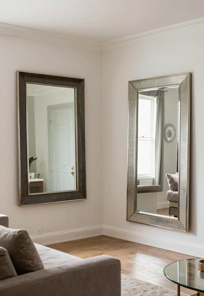 30 Dream House Decor Living Room Ideas for a Luxury Cozy Space - 25. Decorative Mirrors 1