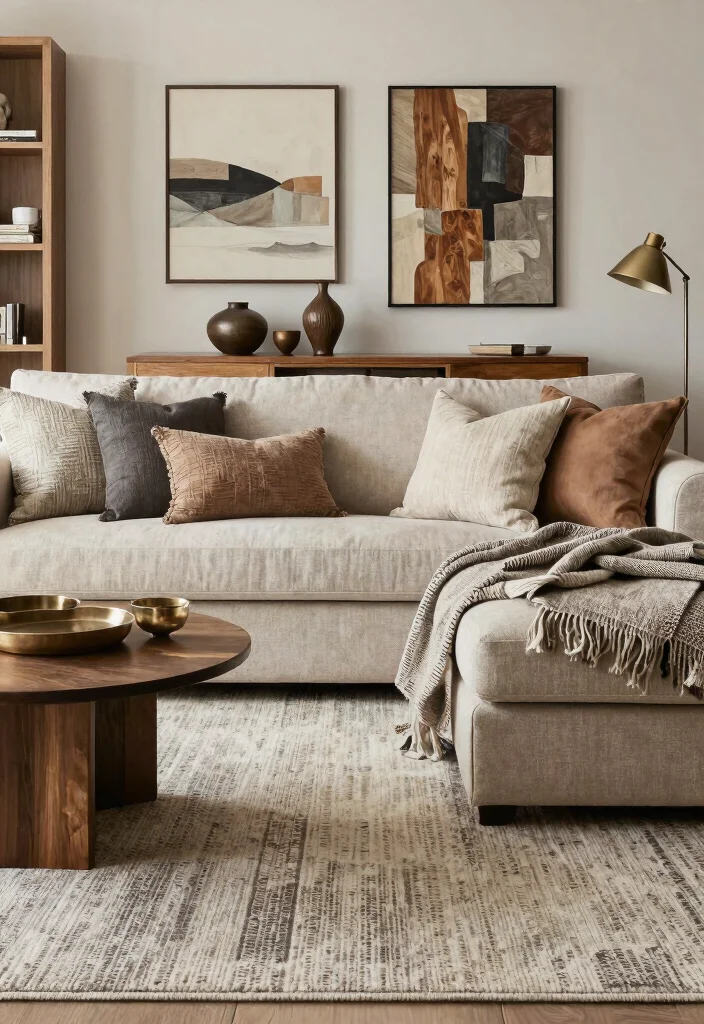 30 Dream House Decor Living Room Ideas for a Luxury Cozy Space - 27. Layering Textures 1