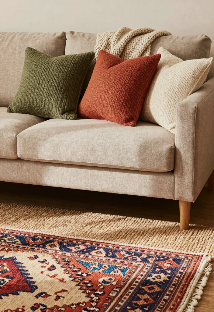 30 Earth Tone Living Room Decor Cozy Ideas for a Warm Natural Home - 1. Layered Textures with Earthy Fabrics 1