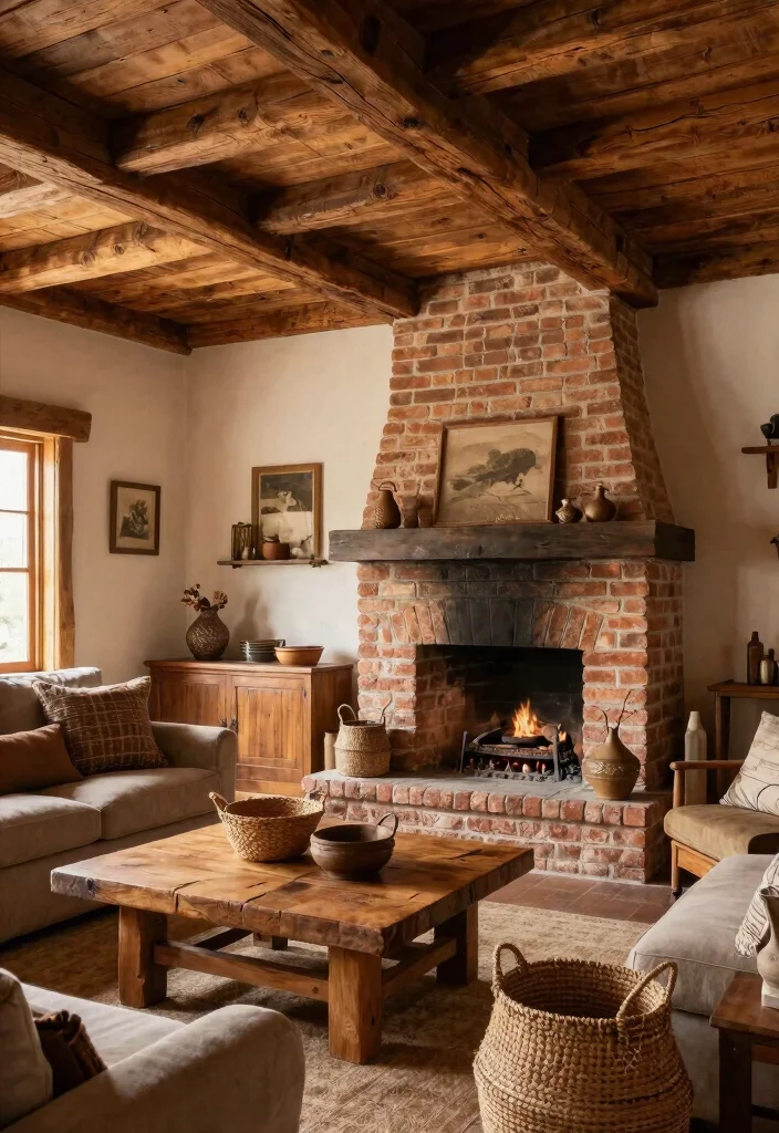 30 Earth Tone Living Room Decor Cozy Ideas for a Warm Natural Home - 10. Rustic Elements for Coziness 1