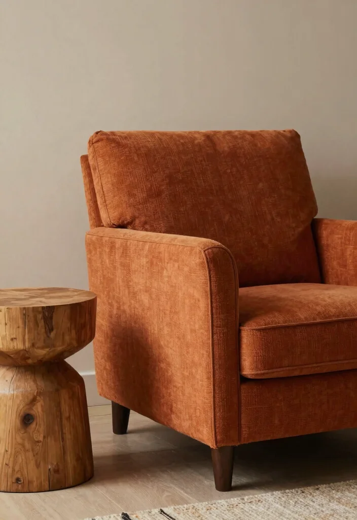 30 Earth Tone Living Room Decor Cozy Ideas for a Warm Natural Home - 17. Warm Tones in Accent Furniture 1