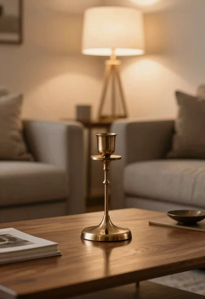 30 Earth Tone Living Room Decor Cozy Ideas for a Warm Natural Home - 20. A Touch of Metallic Accents 1