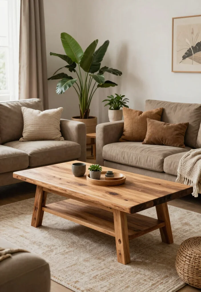 30 Earth Tone Living Room Decor Cozy Ideas for a Warm Natural Home - 24. Eco-Friendly Furniture Choices 1