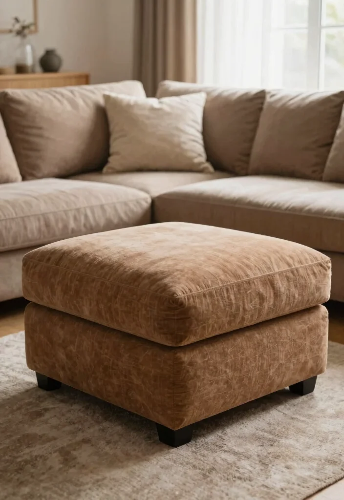 30 Earth Tone Living Room Decor Cozy Ideas for a Warm Natural Home - 27. Cozy Footstools and Ottomans 1