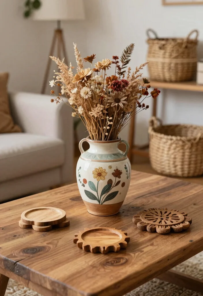 30 Earth Tone Living Room Decor Cozy Ideas for a Warm Natural Home - 5. Handmade Artisan Accessories 1