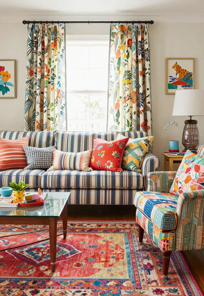 30 Girly Apartment Decor Living Room Ideas for a Chic Pretty Space - 10. Playful Patterns 1