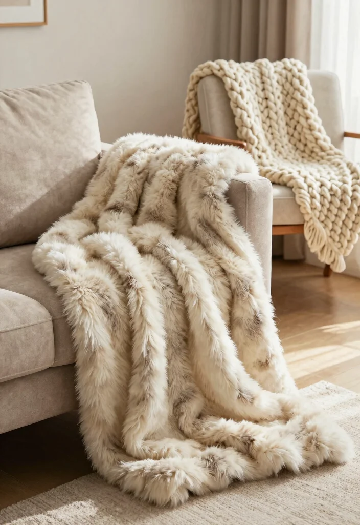 30 Girly Apartment Decor Living Room Ideas for a Chic Pretty Space - 12. Luxe Throw Blankets 1