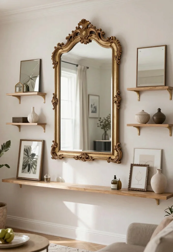 30 Girly Apartment Decor Living Room Ideas for a Chic Pretty Space - 21. Creative Use of Mirrors 1