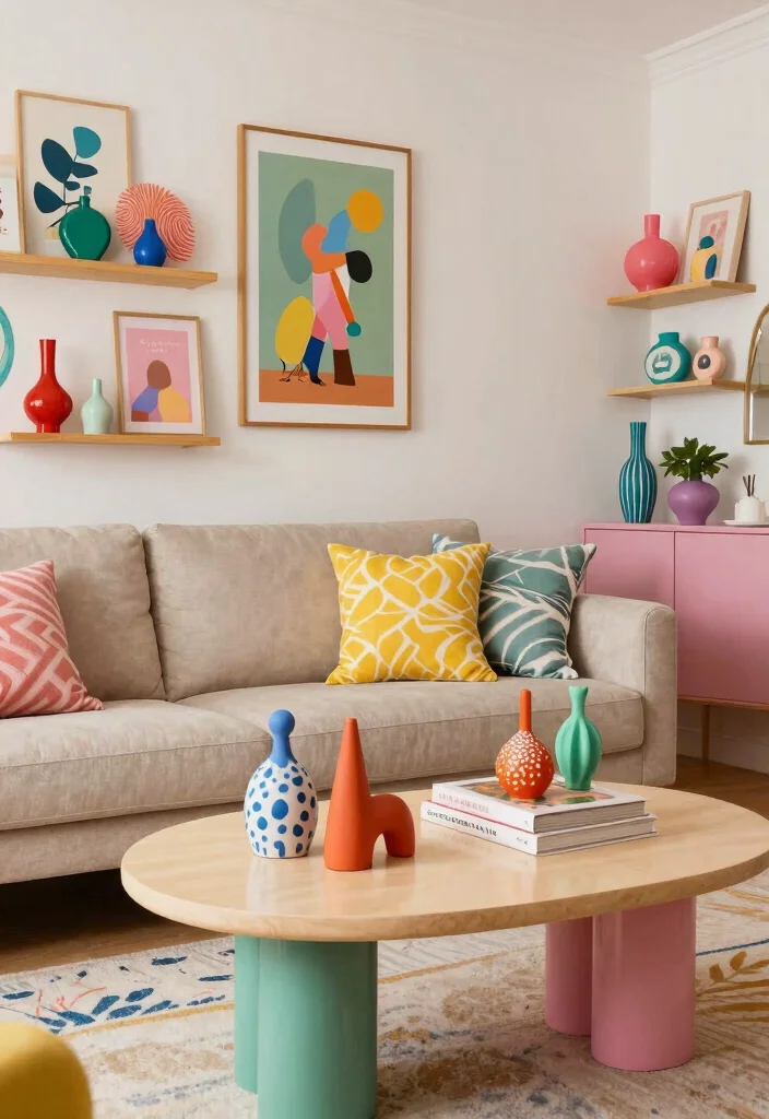 30 Girly Apartment Decor Living Room Ideas for a Chic Pretty Space - 26. Whimsical Decorative Accents 1