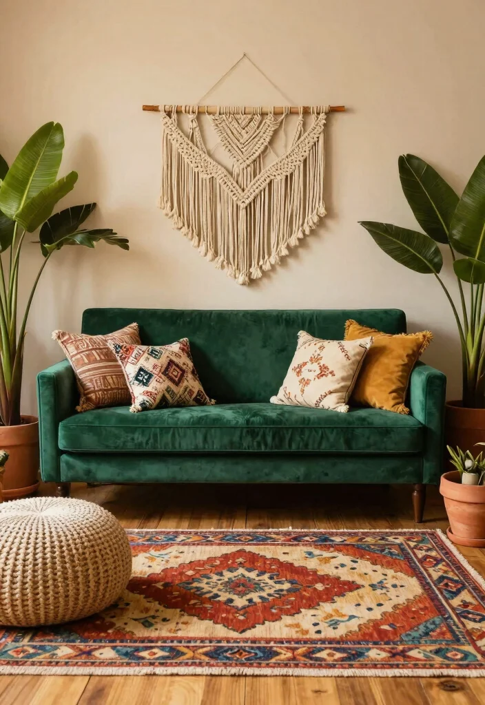 30 Girly Apartment Decor Living Room Ideas for a Chic Pretty Space - 3. Bohemian Textures 1