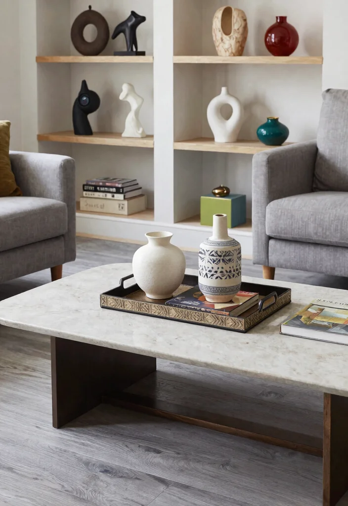 30 Grey Wood Floors Living Room Decor Ideas for a Clean Modern Look - 15. Bring in Unique Accessories 1