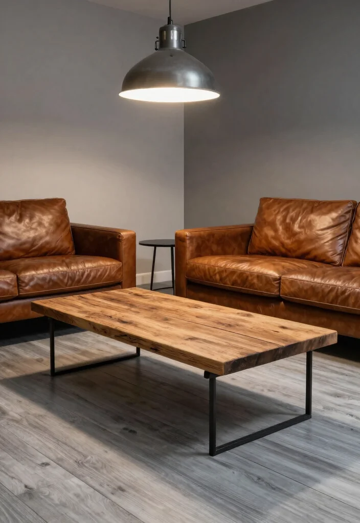 30 Grey Wood Floors Living Room Decor Ideas for a Clean Modern Look - 17. Incorporate Industrial Elements 1