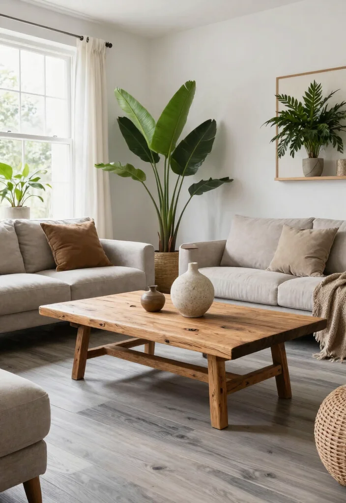30 Grey Wood Floors Living Room Decor Ideas for a Clean Modern Look - 2. Add Natural Elements 1