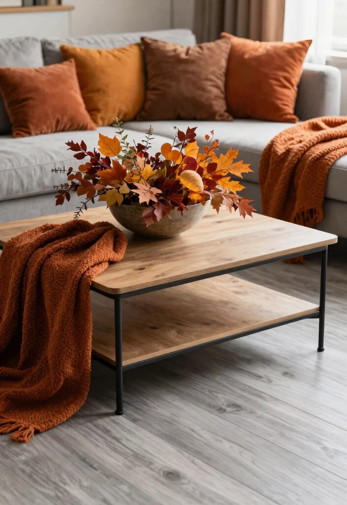 30 Grey Wood Floors Living Room Decor Ideas for a Clean Modern Look - 30. Keep It Fresh with Seasonal Decor 1