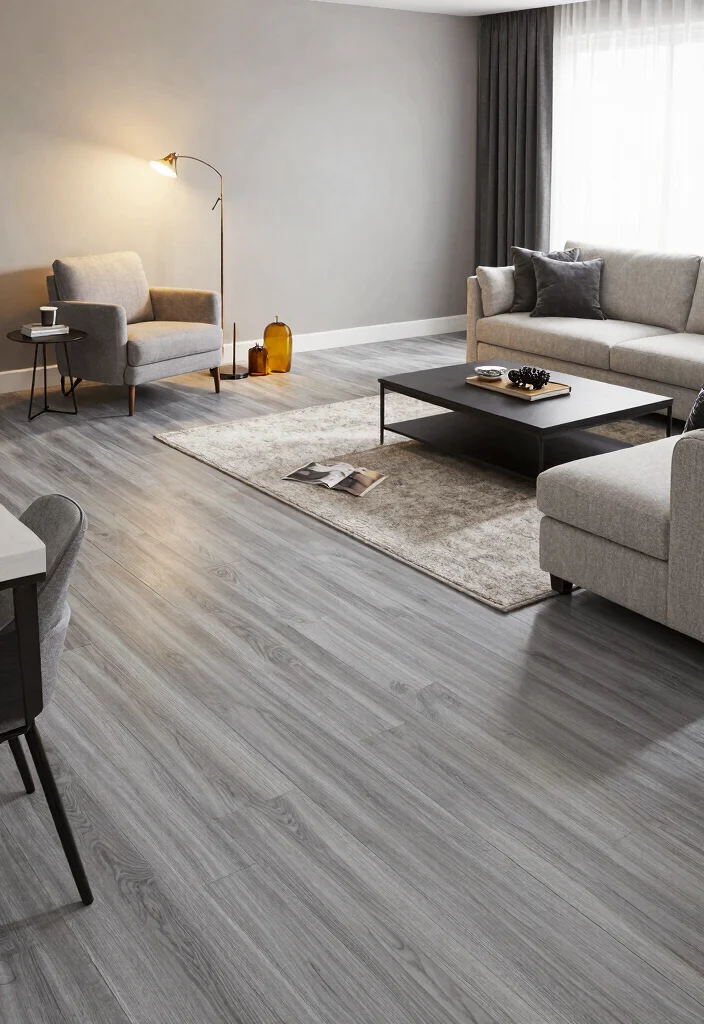 30 Grey Wood Floors Living Room Decor Ideas for a Clean Modern Look - 7. Create Zones 1