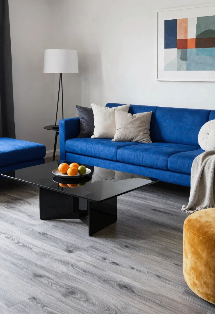 30 Grey Wood Floors Living Room Decor Ideas for a Clean Modern Look - 9. Balance Color and Contrast 1