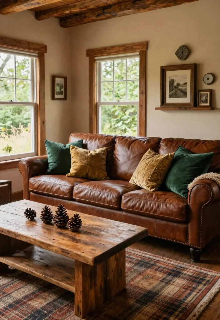 30 Hunting Decor Living Room Ideas for a Rustic Cozy Cabin Style - 2. Warm Earthy Tones 1