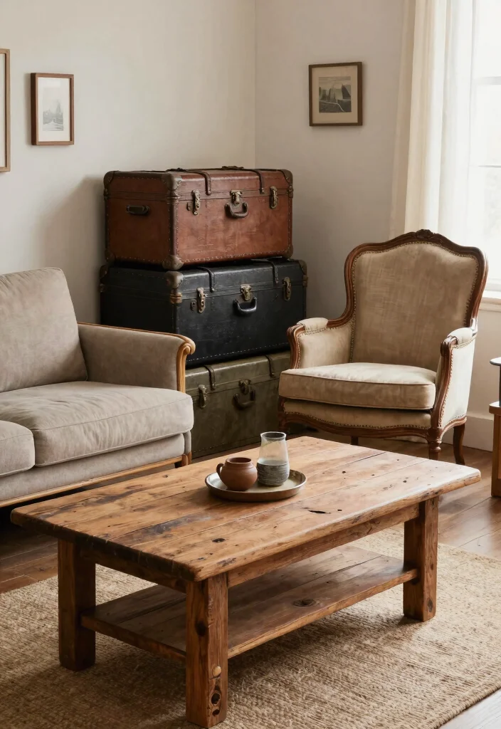 30 Hunting Decor Living Room Ideas for a Rustic Cozy Cabin Style - 28. Vintage Furniture Finds 1