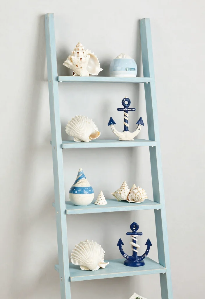 30 Ladder Shelf Decor Living Room Ideas for Stylish Small Space Storage - 10. Themed Decor 1