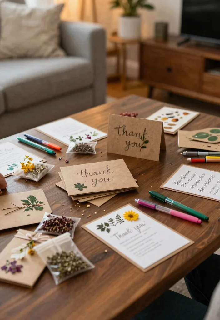 30 Living Room Birthday Party Decor Ideas for Celebration - 12. Handmade Thank You Cards 1