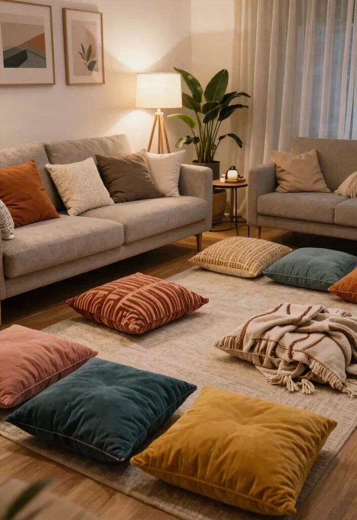 30 Living Room Birthday Party Decor Ideas for Celebration - 13. Alternative Seating Arrangements 1