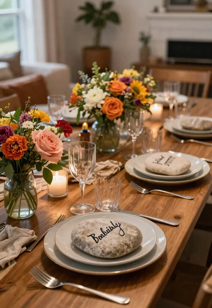 30 Living Room Birthday Party Decor Ideas for Celebration - 15. Personalized Place Settings 1