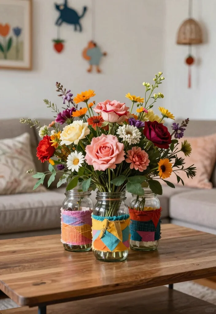 30 Living Room Birthday Party Decor Ideas for Celebration - 2. DIY Flower Centerpieces 1