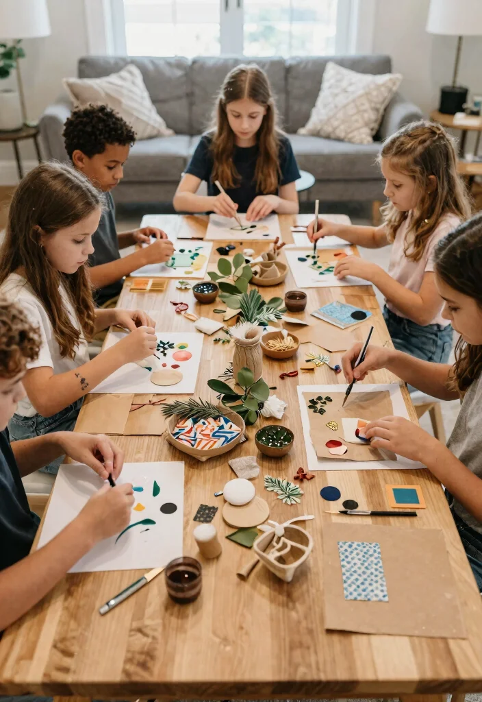 30 Living Room Birthday Party Decor Ideas for Celebration - 20. Interactive Craft Station 1