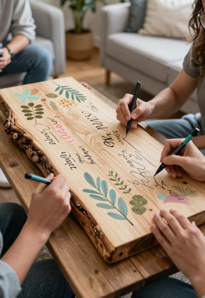 30 Living Room Birthday Party Decor Ideas for Celebration - 22. Eco-Conscious Guest Book 1