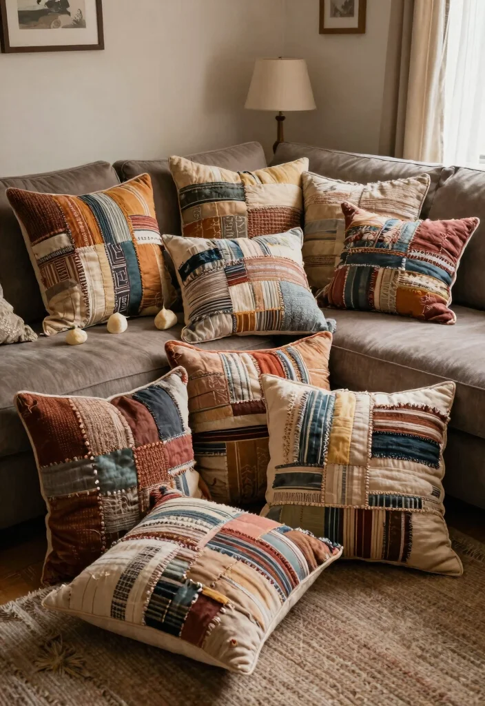 30 Living Room Birthday Party Decor Ideas for Celebration - 23. Upcycled Throw Pillows 1