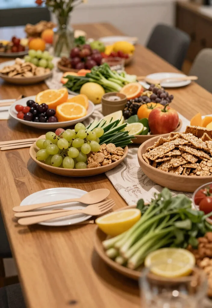 30 Living Room Birthday Party Decor Ideas for Celebration - 25. Mindful Snack Station 1