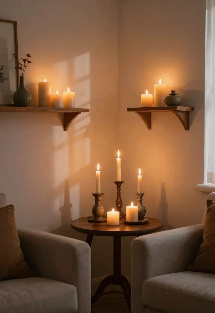 30 Living Room Decor Ideas for Wall Shelf Couch TV Stand and Sideboard Styling - 19. Cozy Candles for Ambience 1