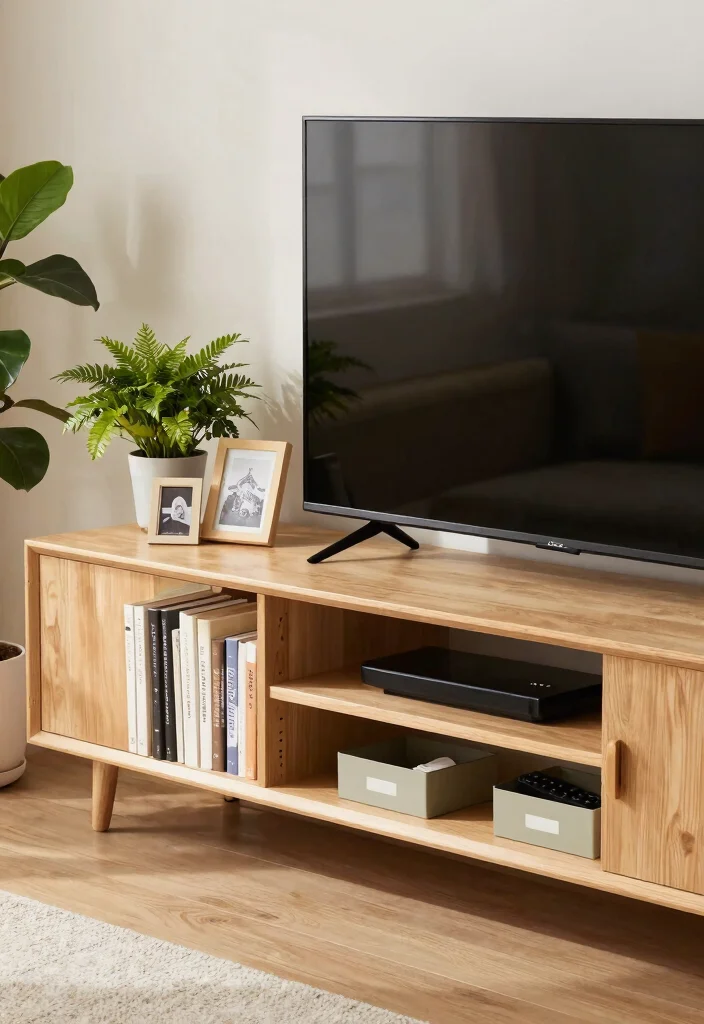 30 Living Room Decor Ideas for Wall Shelf Couch TV Stand and Sideboard Styling - 6. Functional TV Stand Styling 1