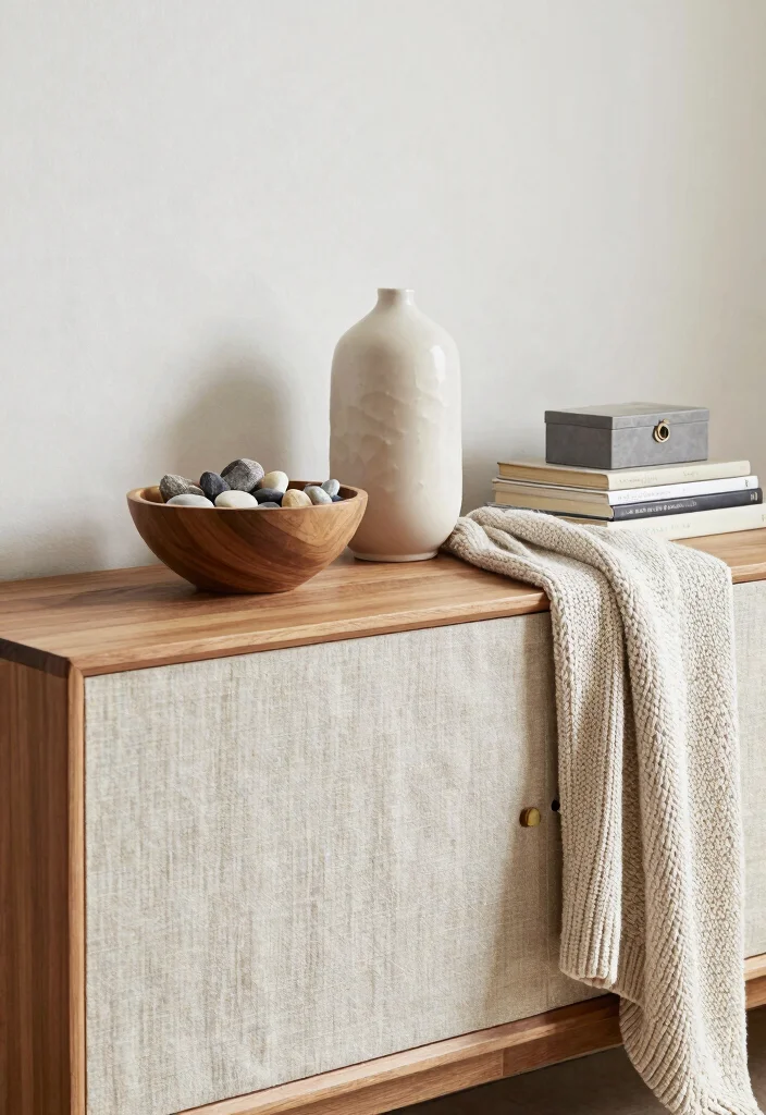 30 Living Room Sideboard Decor Ideas for a Styled Elegant Space - 1. Layered Textures 1