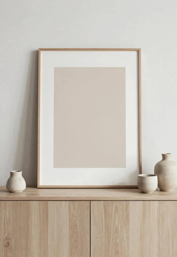 30 Living Room Sideboard Decor Ideas for a Styled Elegant Space - 15. Minimalist Wall Art 1