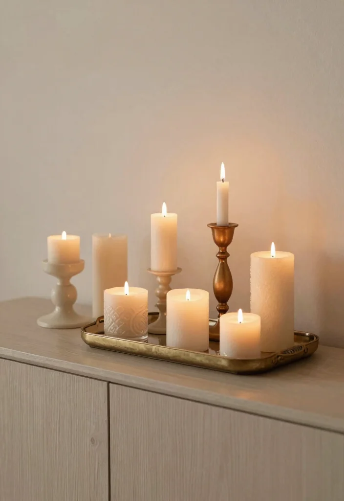 30 Living Room Sideboard Decor Ideas for a Styled Elegant Space - 20. Elegant Candle Displays 1