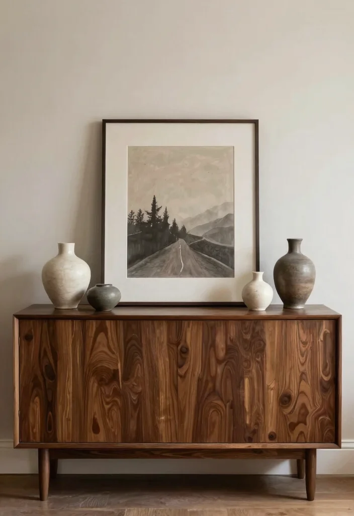 30 Living Room Sideboard Decor Ideas for a Styled Elegant Space - 26. Mindful Arrangement 1