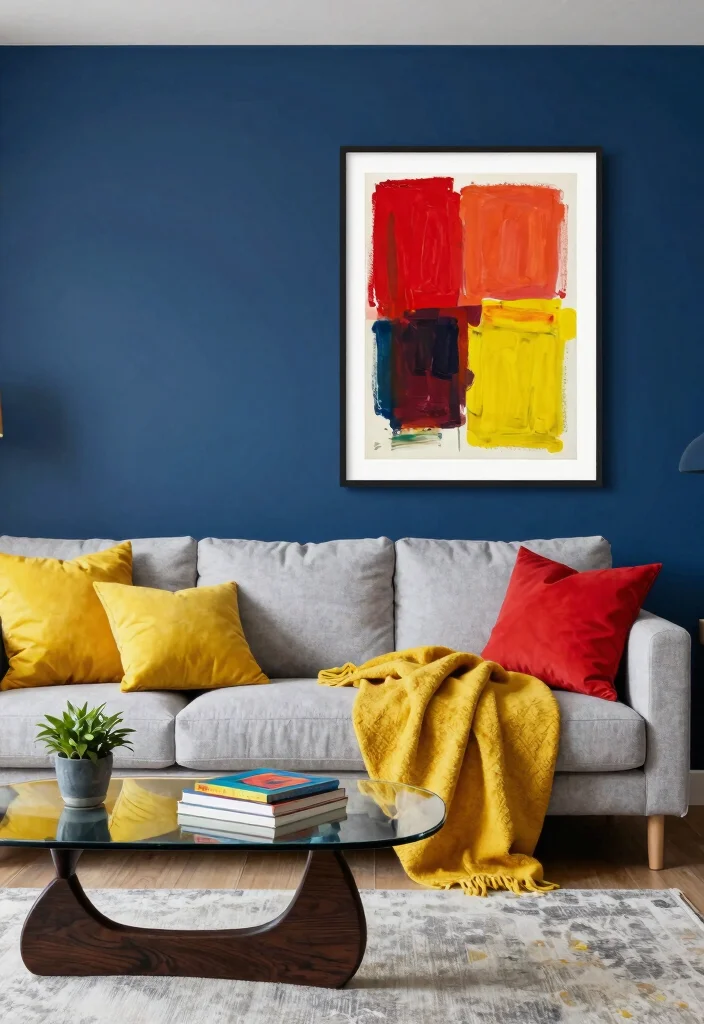 30 Men Apartment Living Room Decor Ideas for Masculine Style - 1. Bold Color Accents 1