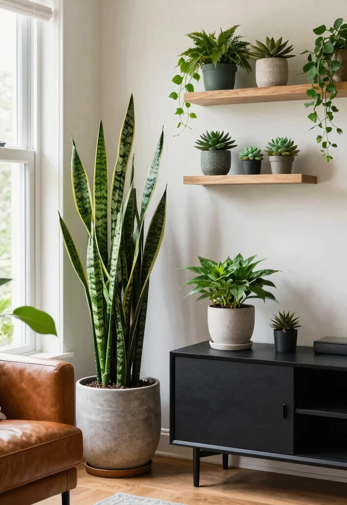 30 Men Apartment Living Room Decor Ideas for Masculine Style - 11. Indoor Plants 1