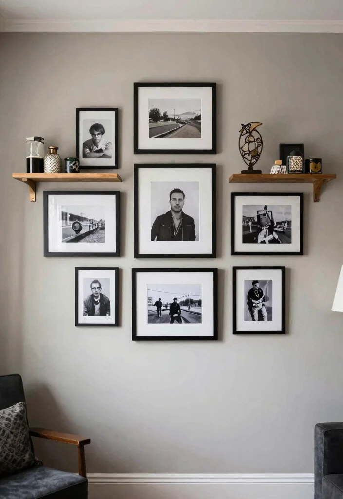 30 Men Apartment Living Room Decor Ideas for Masculine Style - 13. Wall Decor 1