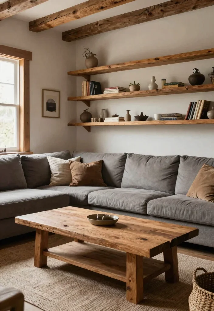 30 Men Apartment Living Room Decor Ideas for Masculine Style - 2. Rustic Wood Elements 1