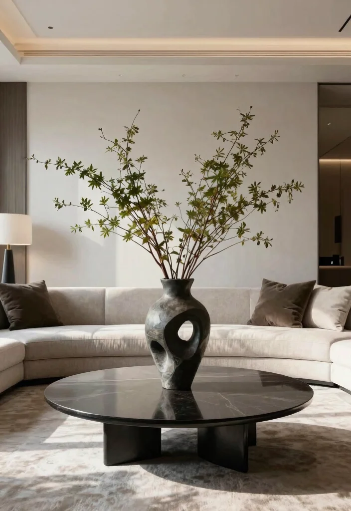 30 Men Apartment Living Room Decor Ideas for Masculine Style - 26. Artistic Centerpieces 1